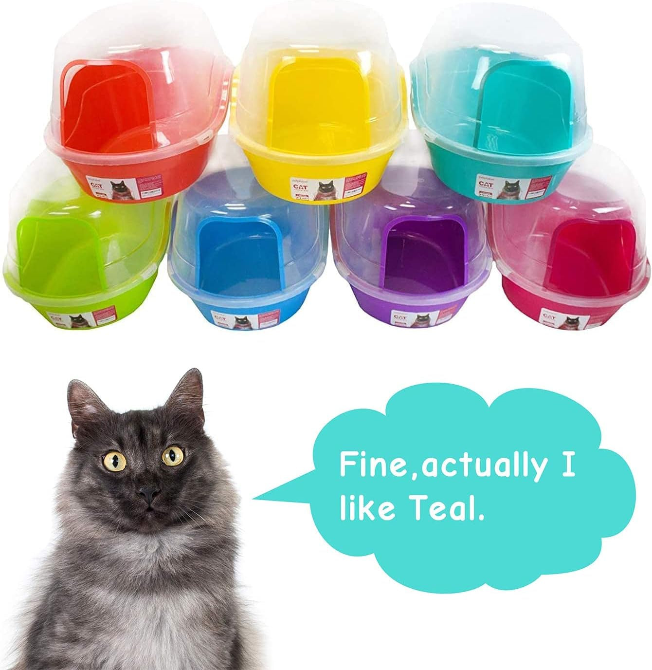 Jumbo Hooded Cat Litter Box, Extra Large, Light Blue