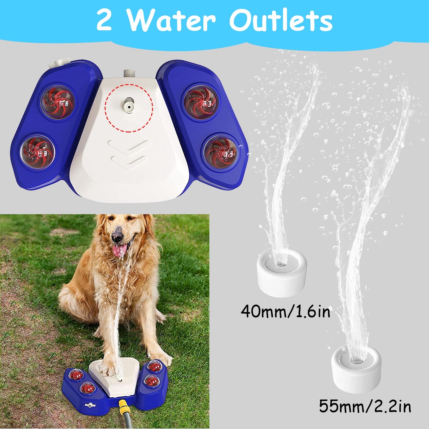 Blue-Yellow Color Options -- 1Pc Dog Water Fountain Multifunctional Automatic Pet Water Dispenser Outdoor Step-On Activated Sprinkler for Drinking Shower Fun