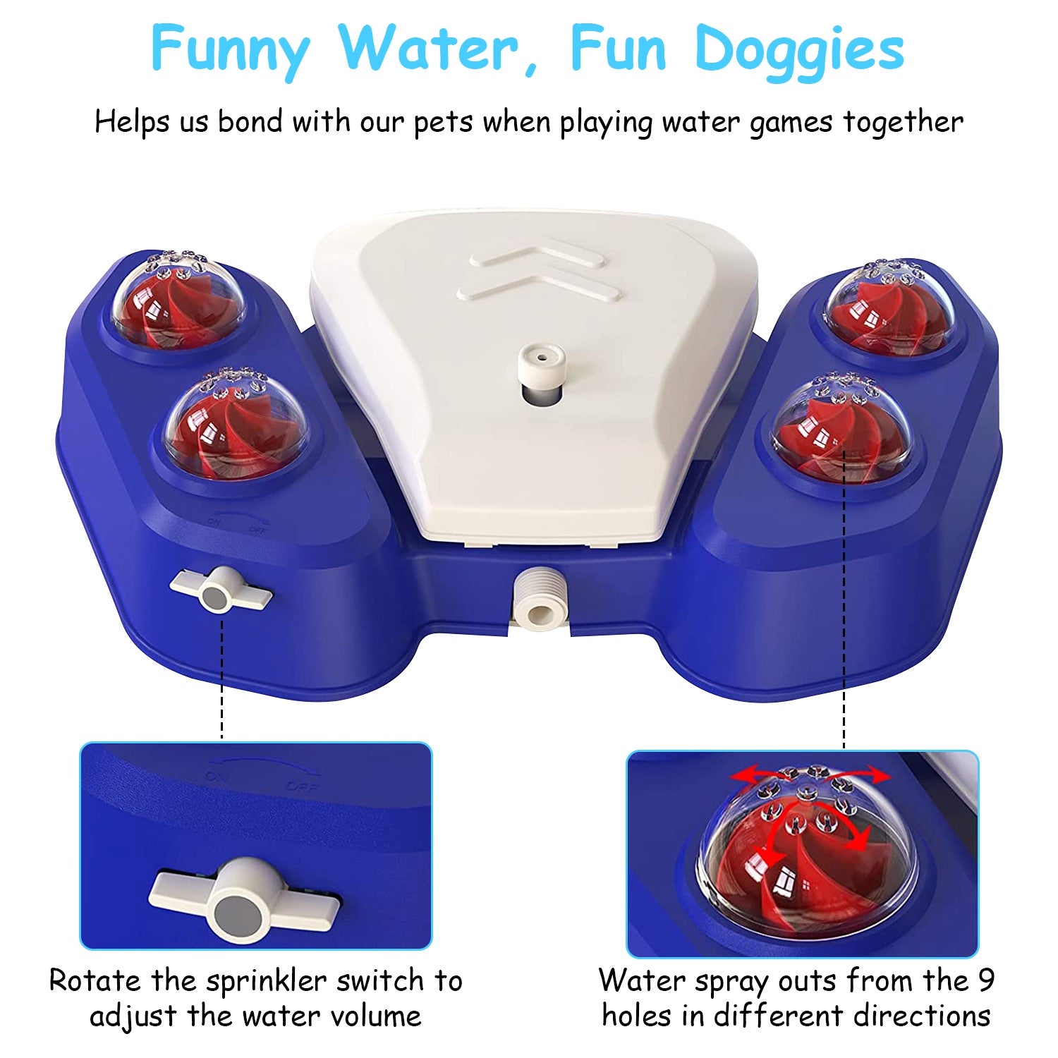 Blue-Yellow Color Options -- 1Pc Dog Water Fountain Multifunctional Automatic Pet Water Dispenser Outdoor Step-On Activated Sprinkler for Drinking Shower Fun