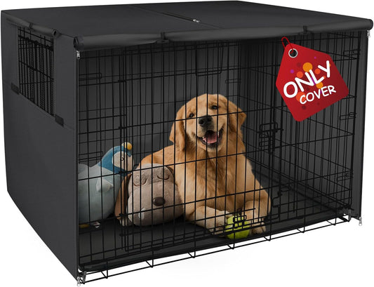 Durable Black Dog Crate Cover - Heavy Duty Polyester Sunshade for 42" Wire Cages