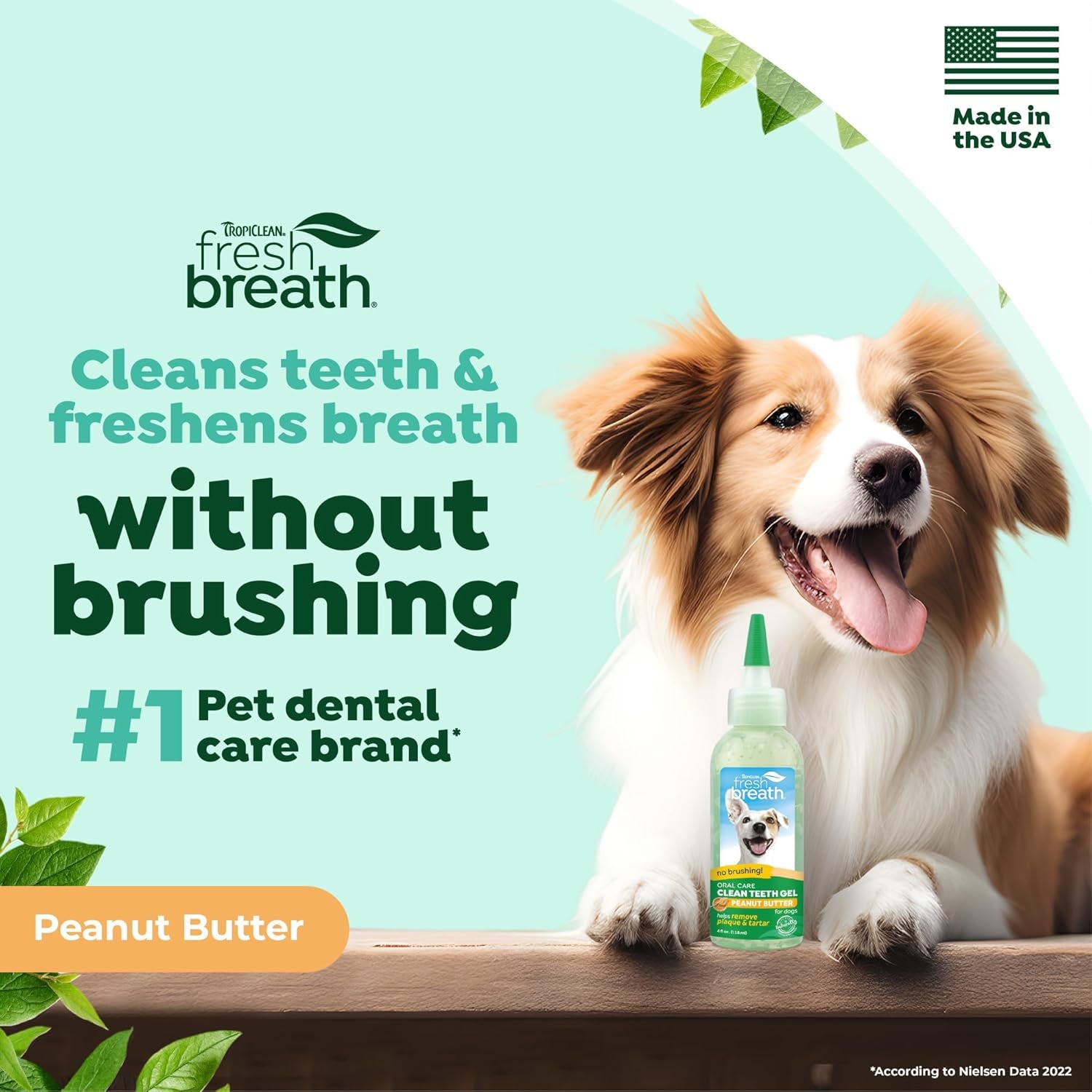 Fresh Breath Dog Toothpaste for Teeth Cleaning, Breath Freshener, Easy Plaque & Tartar Remover Gel, No Toothbrush Needed, Peanut Butter, 4Oz.
