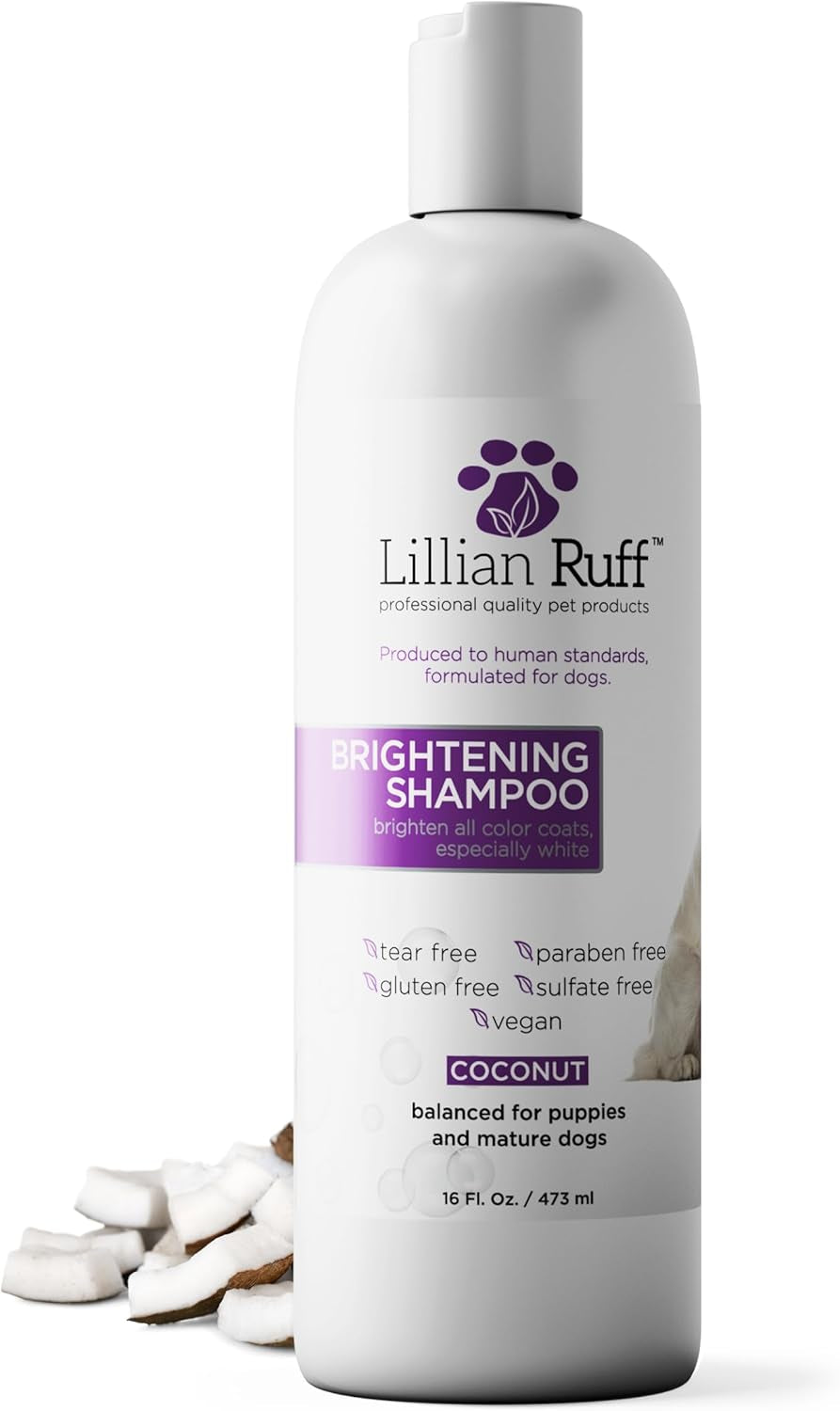 PRO Formula Ultra Brightening Dog Shampoo - Professional Whitening & Long-Lasting Odor Eliminator - Removes Stains & Discoloration, Dry Skin & Itch Relief with Aloe & Provitamin B5 (16Oz)