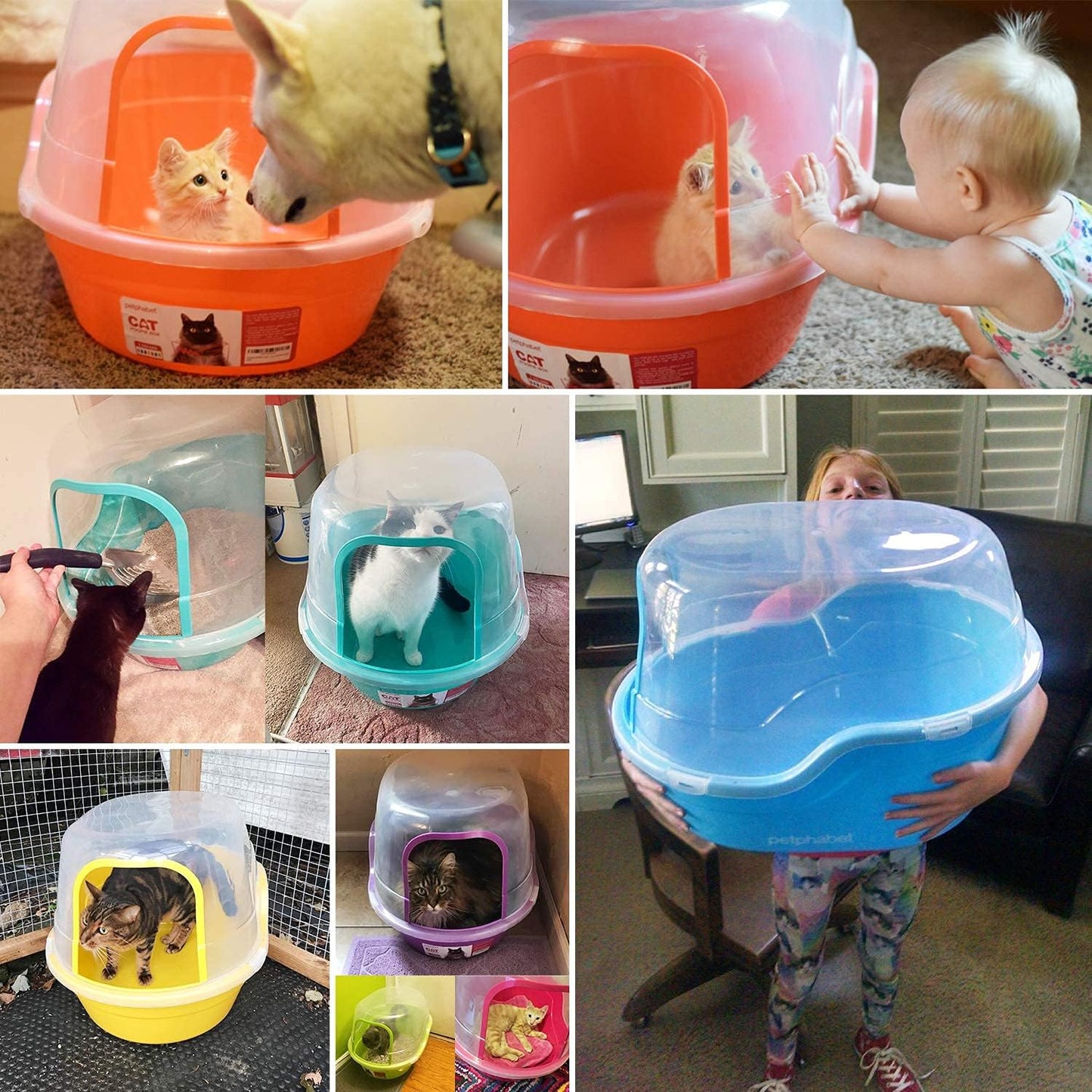 Jumbo Hooded Cat Litter Box, Extra Large, Light Blue