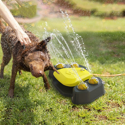 Blue-Yellow Color Options -- 1Pc Dog Water Fountain Multifunctional Automatic Pet Water Dispenser Outdoor Step-On Activated Sprinkler for Drinking Shower Fun