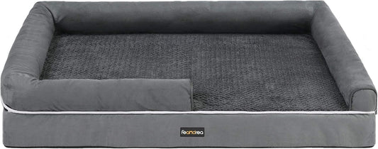 Luxurious Orthopedic Memory Foam Dog Bed with Removable Waterproof Cover - Perfect for All Breeds, 44" x 34" in Dark Gray