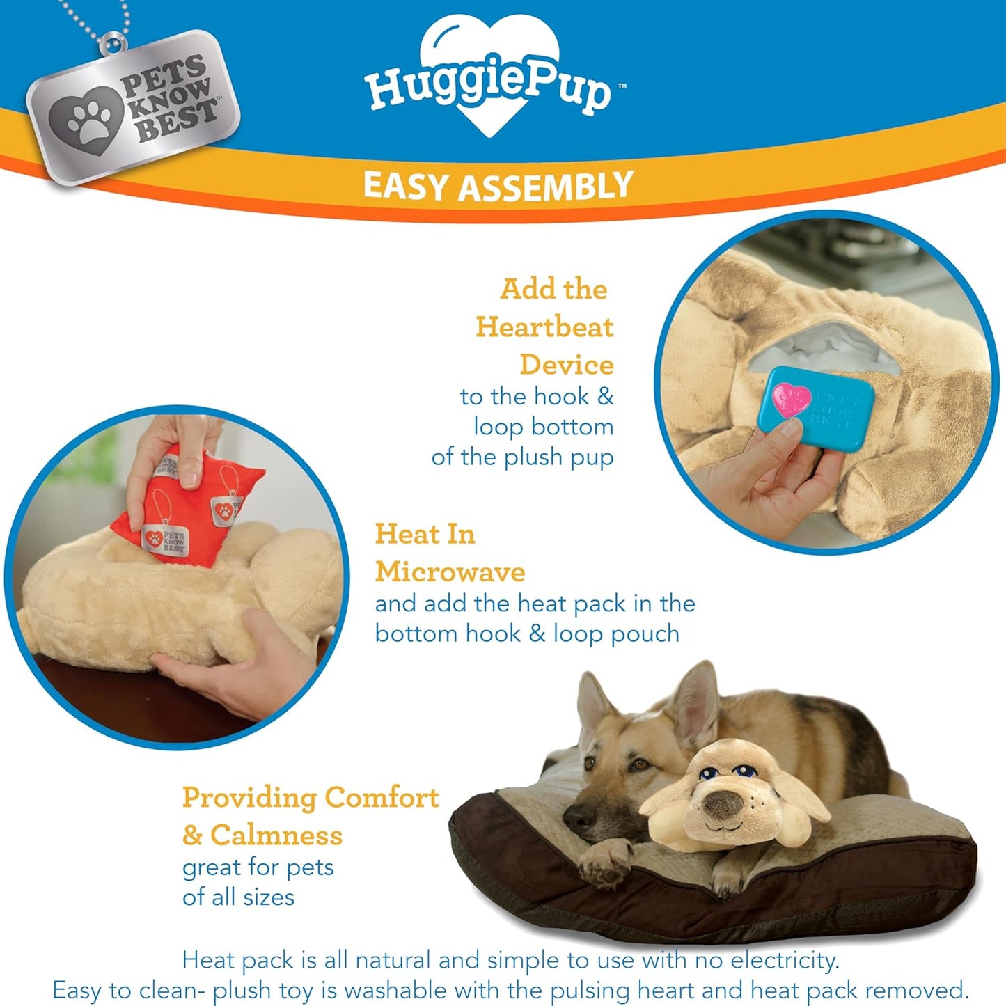 Huggiepup by Pets | Comfort Companion with Heartbeat Sleep Aide for Dogs & Puppies, Heating for Calming Relief Day or Night, Crate & Behavioral Training Essential Breeds | Chocolate