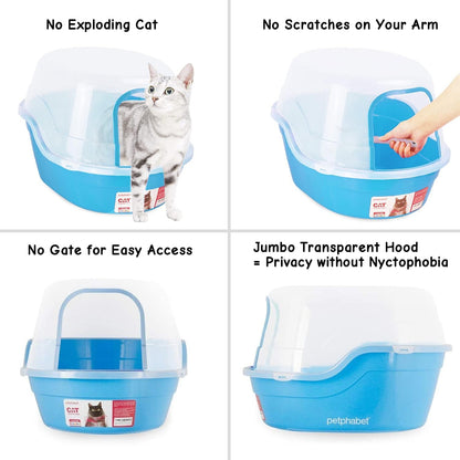 Jumbo Hooded Cat Litter Box, Extra Large, Light Blue